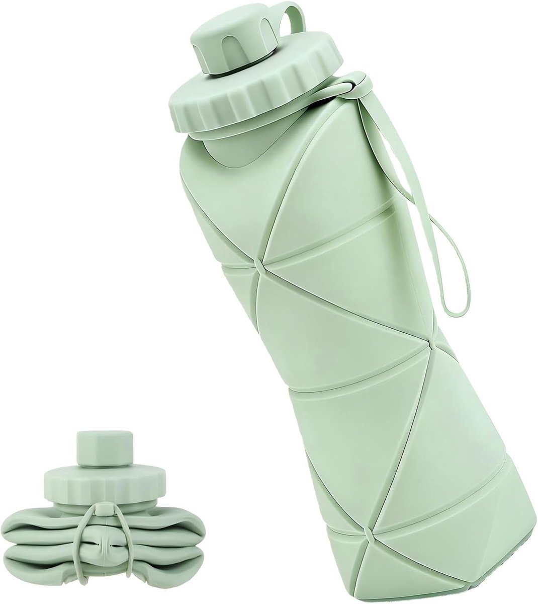 casalora Opvouwbare Drinkfles 600 ml – BPA-vrije Siliconen Waterfles – Lekvrij – Met Draaglus – Herbruikbare Sportfles voor Reizen, Fietsen, Fitness en Camping – Groen