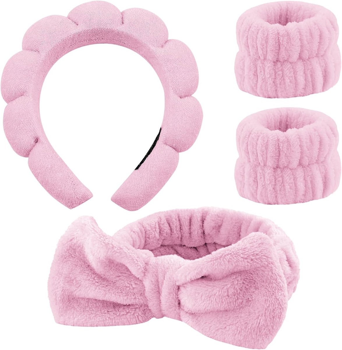Set van 4 Haarbanden voor Spa en Cosmetica - Ideaal voor Gezichtsreiniging, Make-up en Yoga