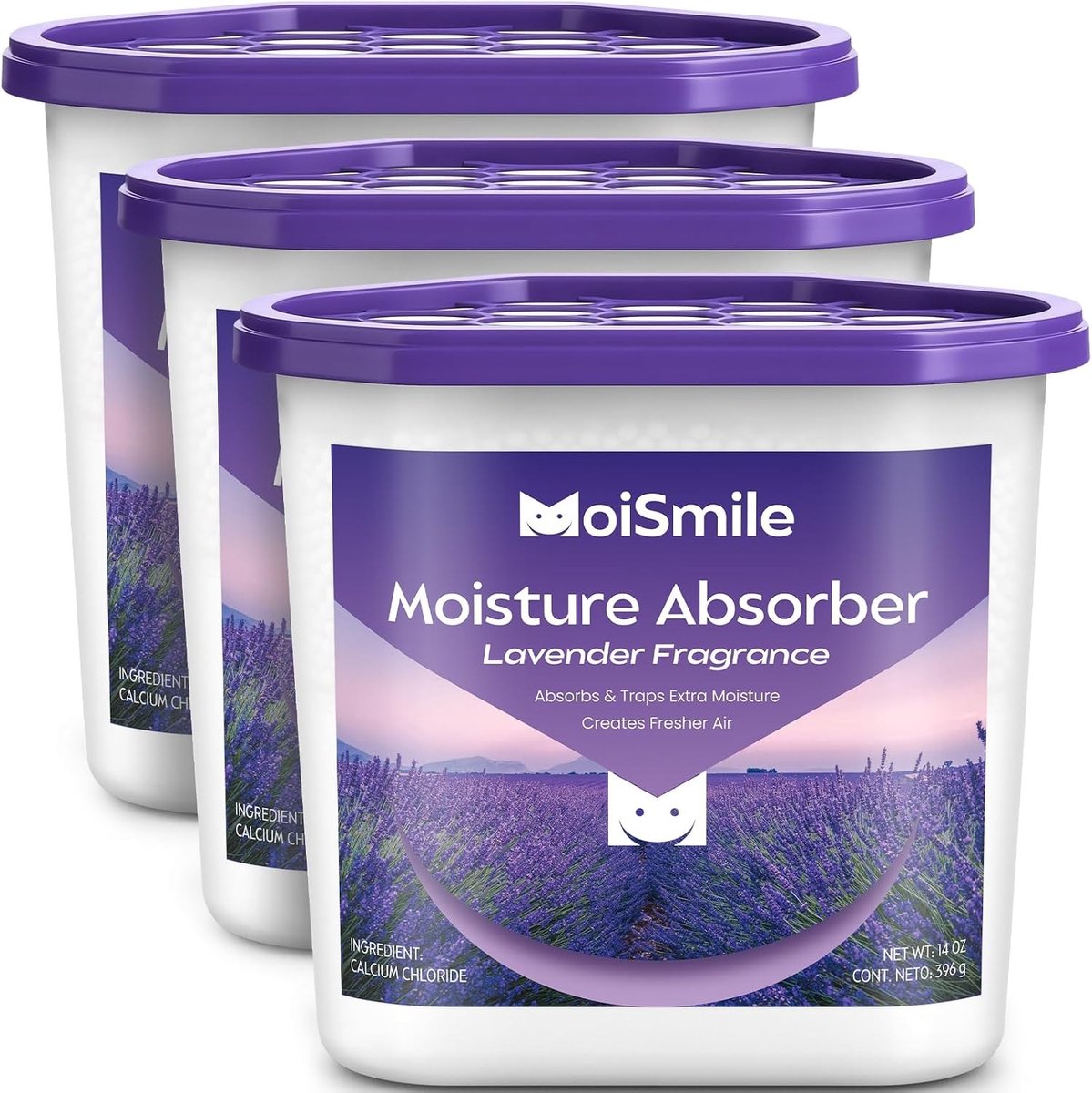 Vochtabsorberende geurzakjes met lavendel en vanille - 3-pack voor optimale luchtverfrissing en vochtbestrijding (14oz)