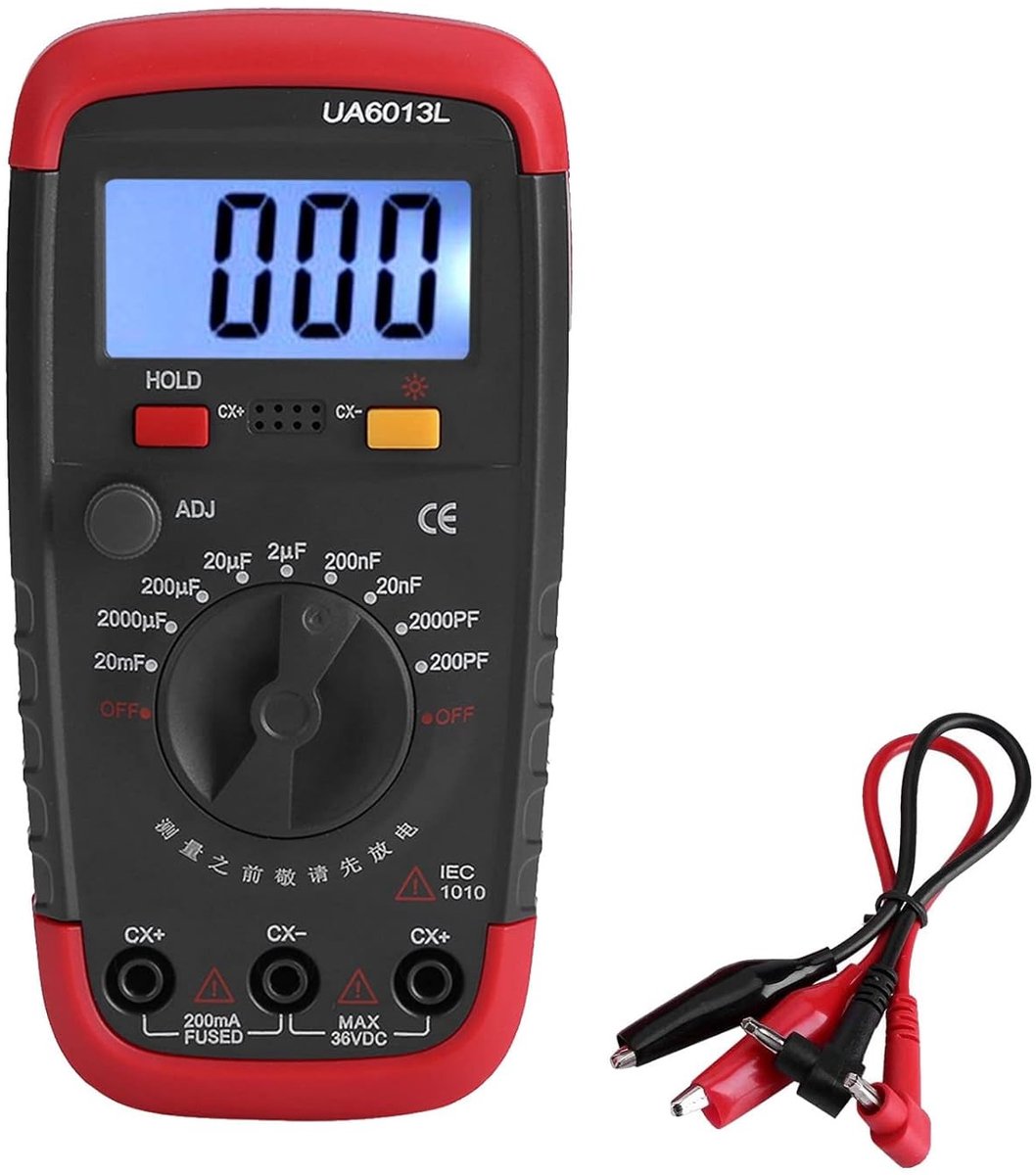 Handheld Capaciteitsmeter met LCD Scherm, Meetbereik van 0.1 PF tot 20,000 UF, Acceleration Selectie en Data Hold Functie met Achtergrondverlichting