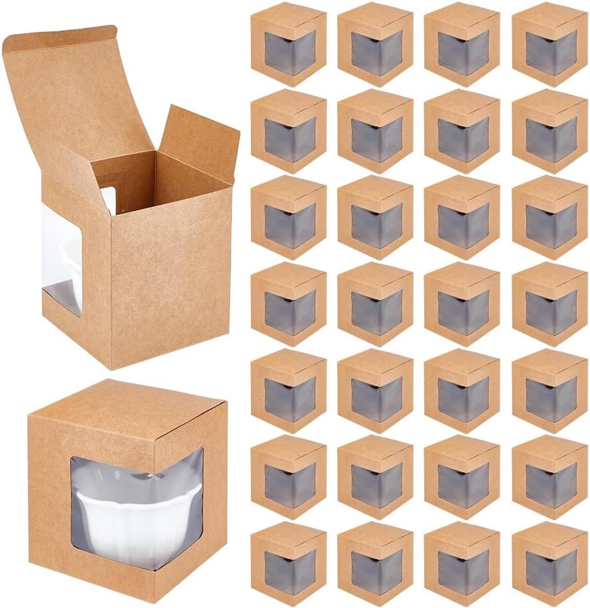 36 Stuks Transparante Verpakkingsdozen voor Cadeaus, Ideaal voor Wijn, Koffie en Glazen van 11oz, 12oz en 15oz