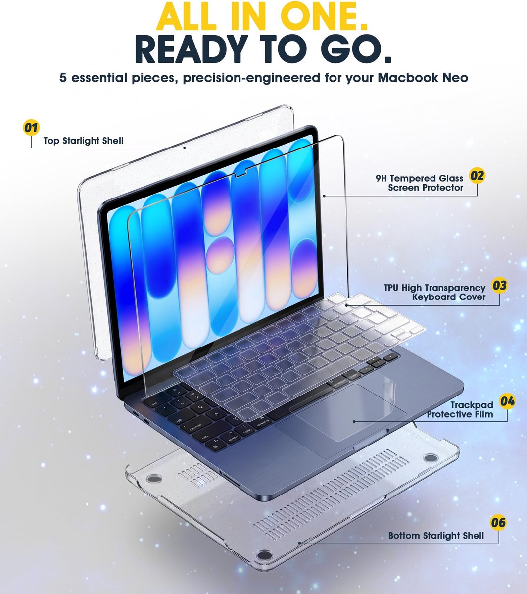 Laptop Hoesje voor Macbook Neo - Beschermend Materiaal - Inclusief 3 Screen Protectors - Optimale Bescherming - ShopVlot