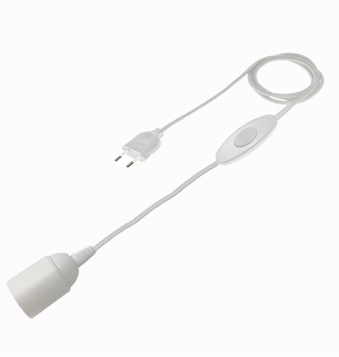 HALOTEC Elektrische kabel 3 m wit met eurostekker en schakelaar, E27-fitting, glad design, hoge kwaliteit en - ShopVlot