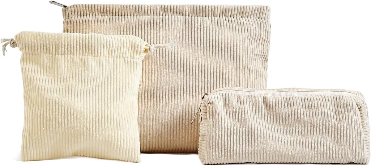 Toilettas S-3pcs - Beige - Eenvoudig ontwerp - Perfect voor georganiseerd reizen - ShopVlot