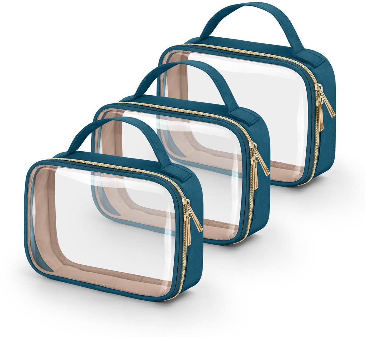 toilettas 3-pack - doorzichtig kwart formaat - PVC make-uptassen - ideaal voor reizen - ShopVlot