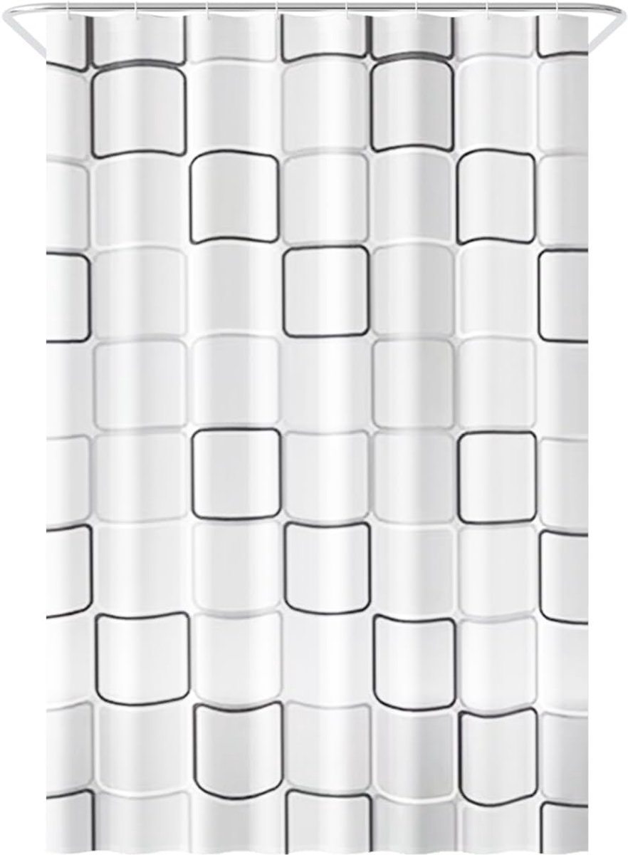 Douchegordijn 120x200 cm - Kubus - Waterdicht - Inclusief ringen - ShopVlot