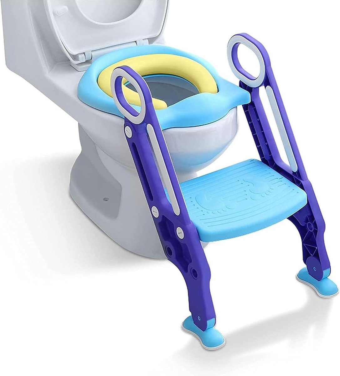 Toilettrainer Kinderen - Potjestrainer Ladder - Zindelijkheidstraining - Opvouwbaar & Antislip - 1-7 Jaar - Blauw Paars