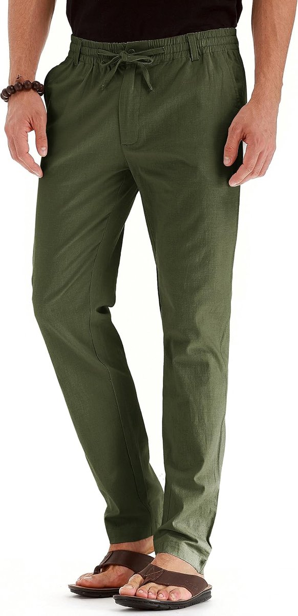 Sailwind Men's Linen Pants Drawstring Casual Summer Beach Loose Pants - ShopVlot