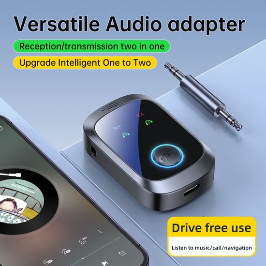 Bluetooth 5.4 AUX Adapter 2-in-1 Bluetooth Transmitter en Receiver Auto 3.5mm - Voor Auto, TV, PC, Koptelefoon - 2 Apparaten Verbinden - Vrije Muziek & Handsfree Gesprekken — afbeelding 4