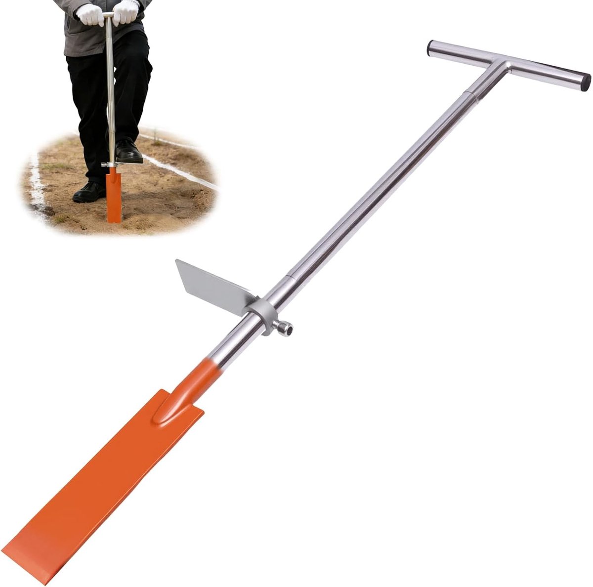 Roestvrijstalen dibble bar voor het planten van jonge boompjes en zaailingen, lange steel 96 cm voor eenvoudig transplanteren van bomen