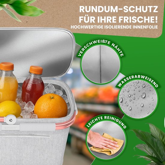 Thermo-boodschappenmand groot - geïsoleerde koeltas - versterkte bodem - ideaal voor picknicks - ShopVlot van Thermo期开奖 — afbeelding 2