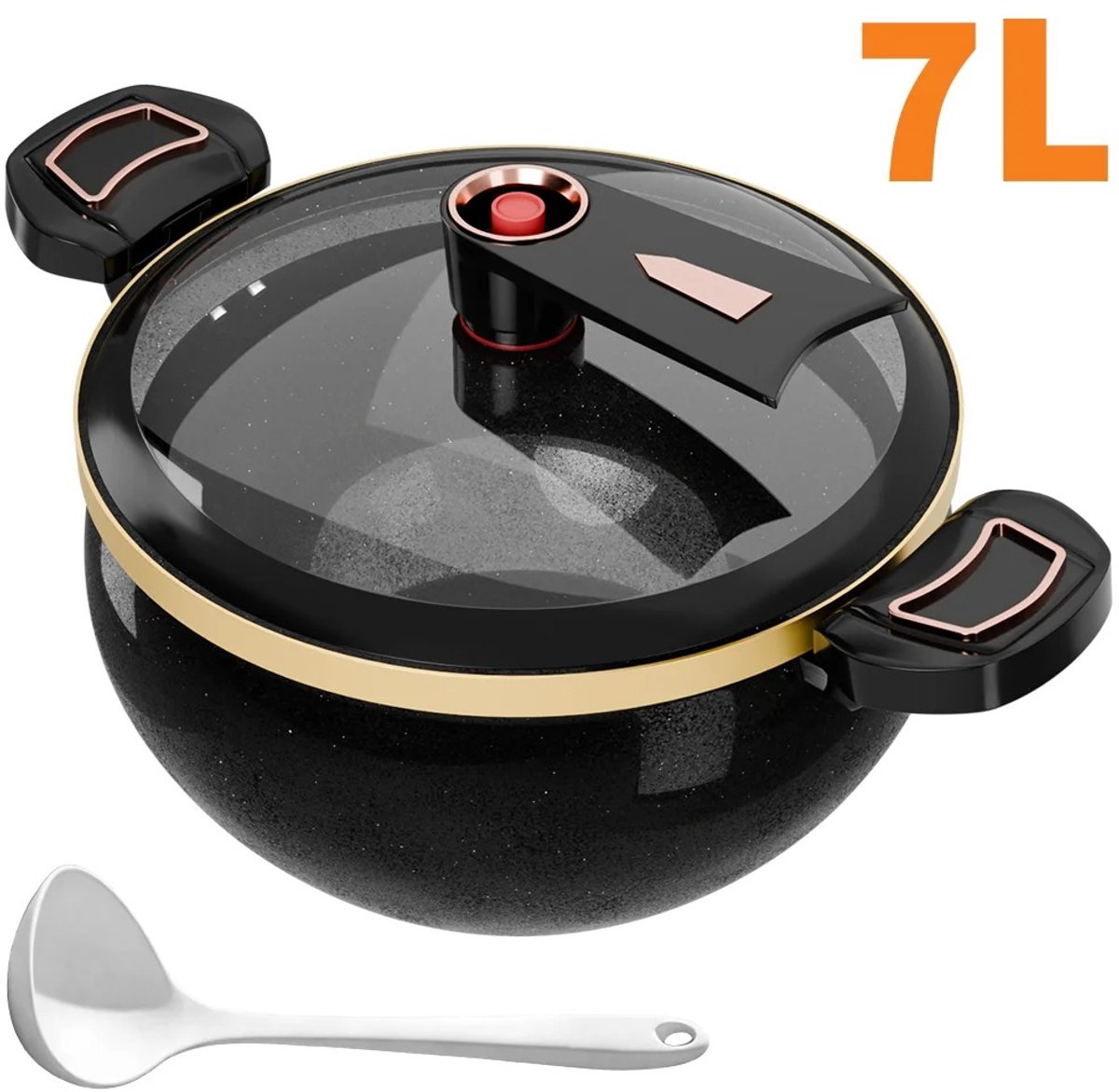 Lamor Kookpan - Pan - Kookpannen - Pannen - 7 Liter - Gas - Inductie - Elektrische keramische Kookplaten - 37 x 27 x 23 cm