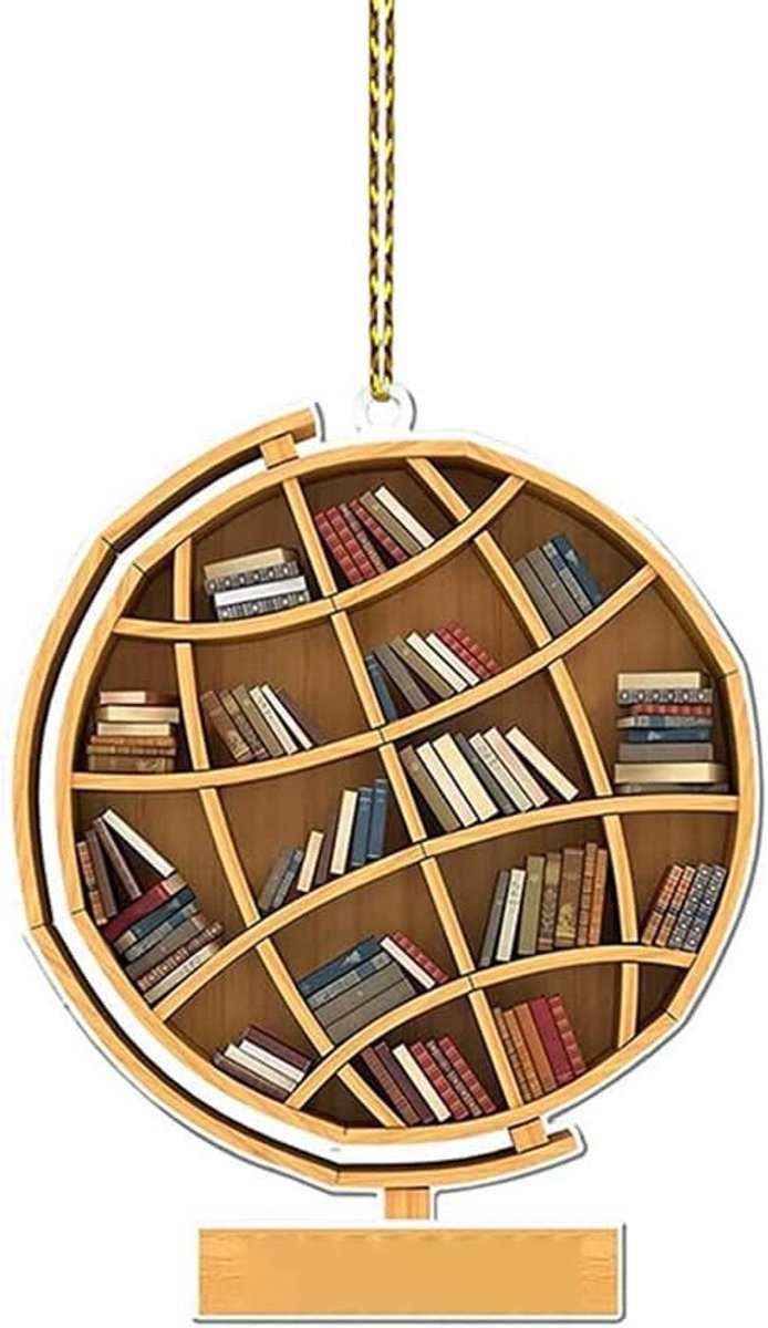 Acryl Ornament voor Boekenliefhebbers - Leesthema Globe Decoratie voor Kerst en Feestdagen, Perfecte Cadeaus voor Bibliothecarissen en Boekenliefhebbers