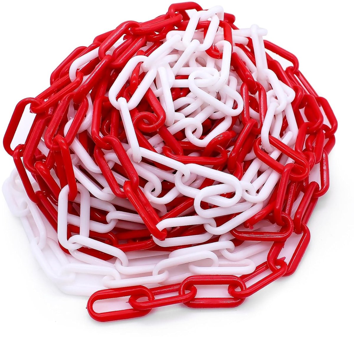 10 Meter Rode Witte Plastic Ketting met Sluiting, 6mm Dikte, Perfect voor Afsluiten van Gebieden, Goed Zichtbaar en Duurzaam