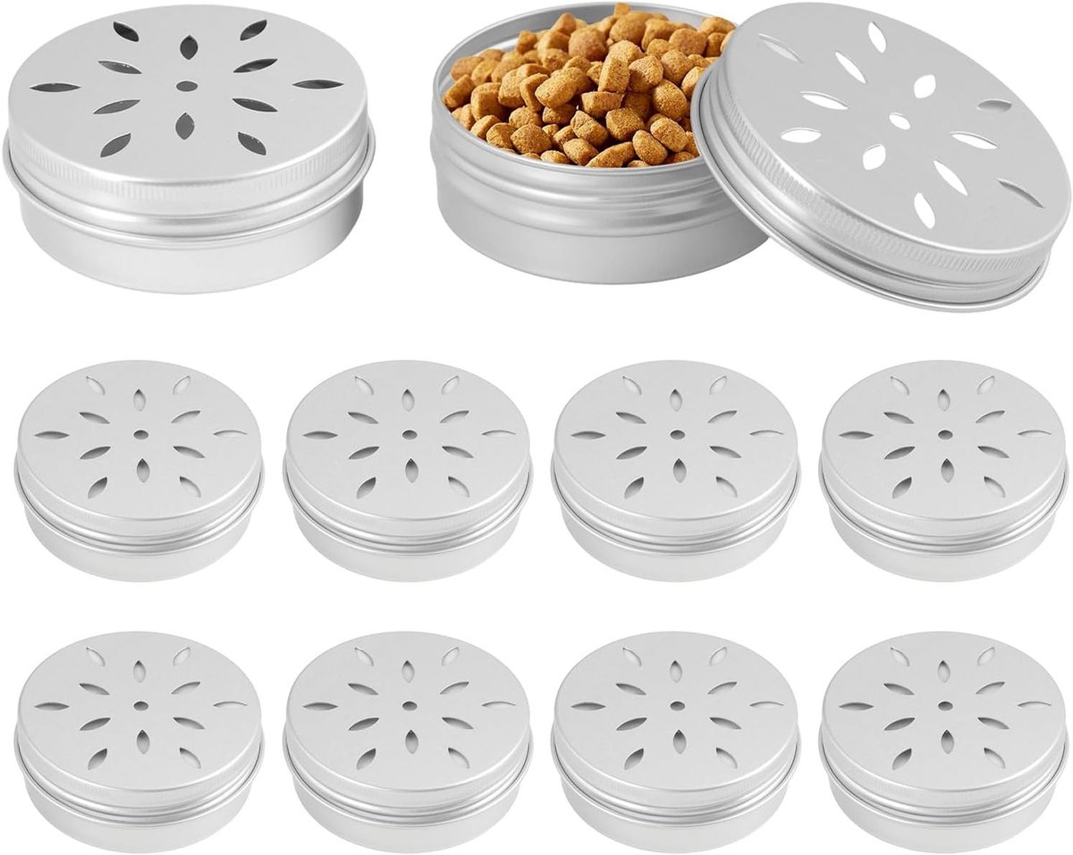 Set van 10 Aluminium Blikjes voor Honden, Geurtraining, Trainingsaccessoires en Geurdozen voor Honden, 2 fl oz met Geoptimaliseerde Ventilatie