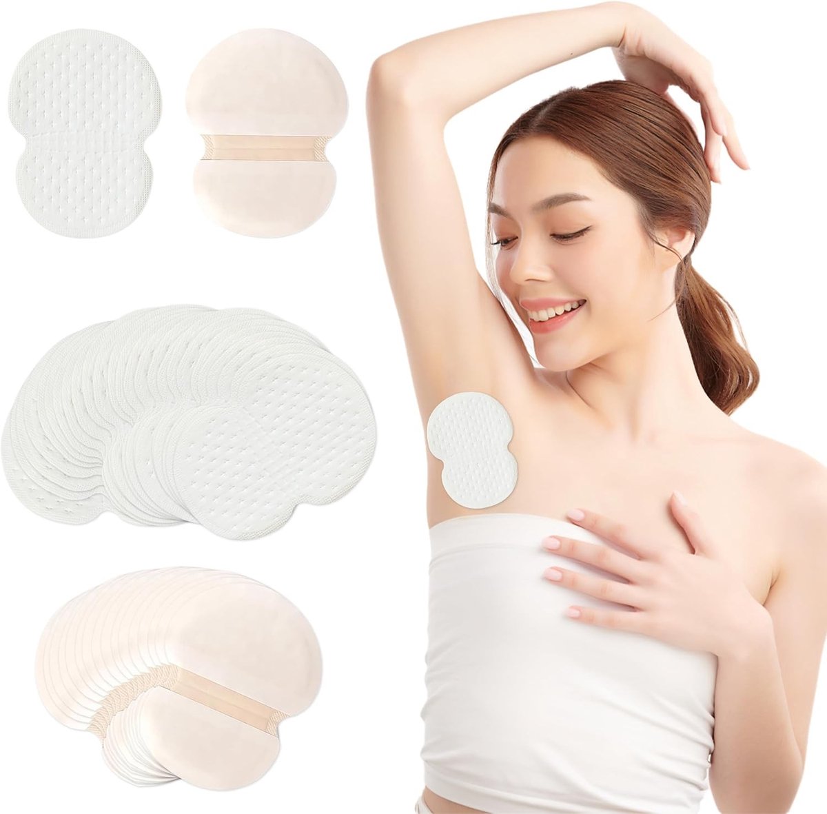 Zelfklevende okselpads, 100 stuks ademende en onzichtbare zweetpads voor mannen en vrouwen, ideaal voor dagelijks gebruik, sport en kantooractiviteiten