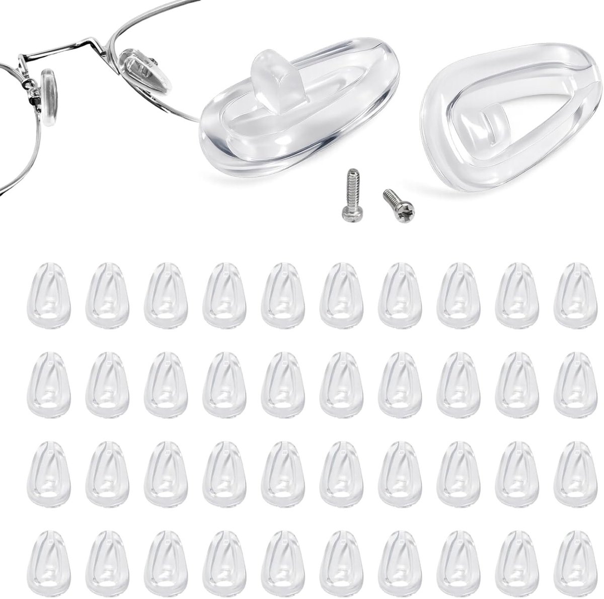 Siliconen neuspads voor brillen - 40 stuks antislip, transparant en comfortabel - Zachte neusbescherming voor optische en zonnebrillen, ideaal voor langdurig gebruik