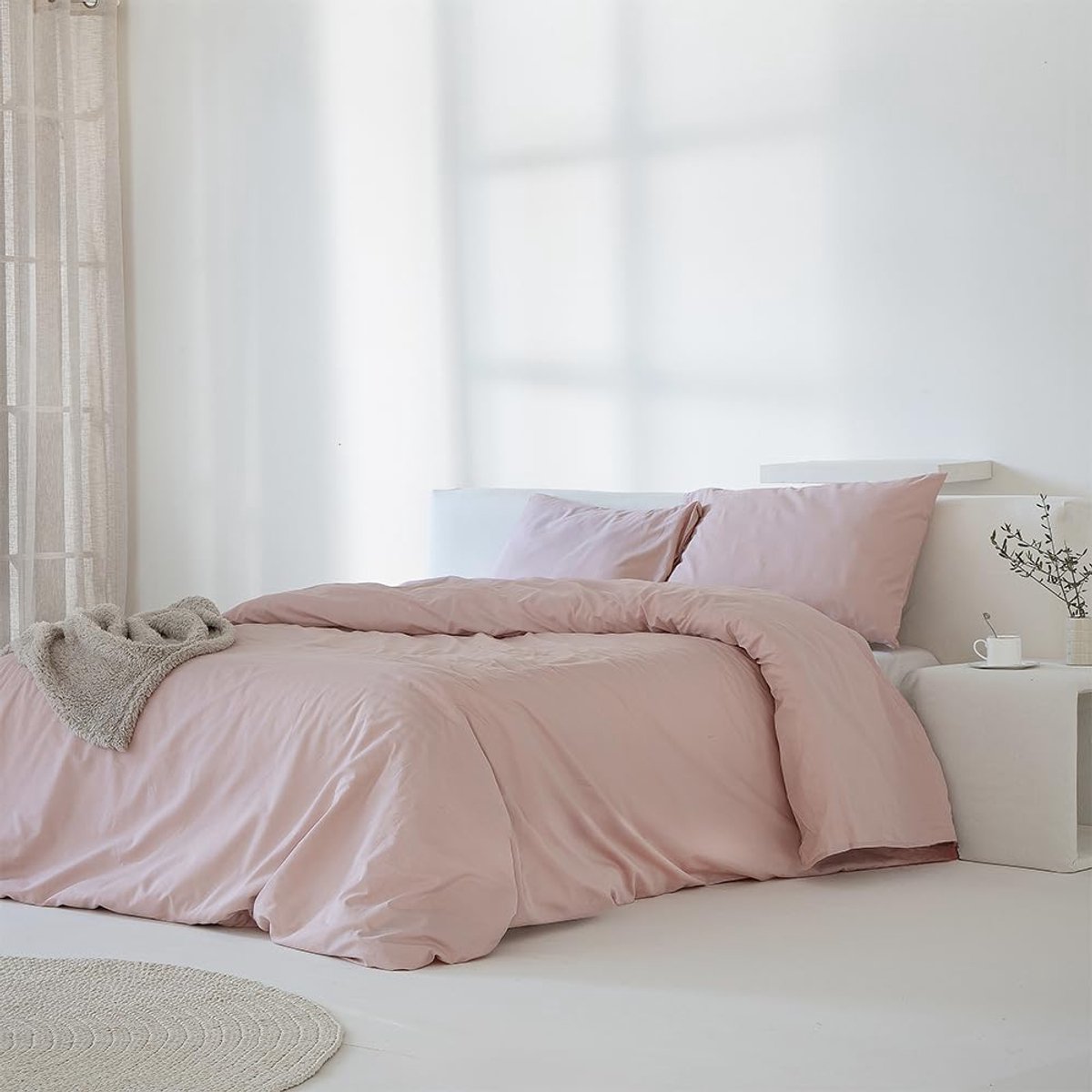 Dekbedovertrek 200 x 200 cm - 100% percale katoen - Knoopsluiting - Luxe uitstraling - ShopVlot