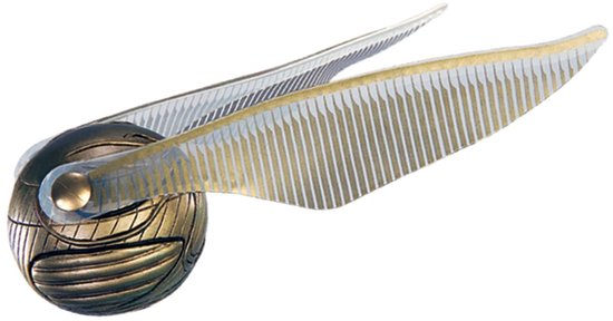 Gouden snaai met vleugels, een replica van de Harry Potter snaai.