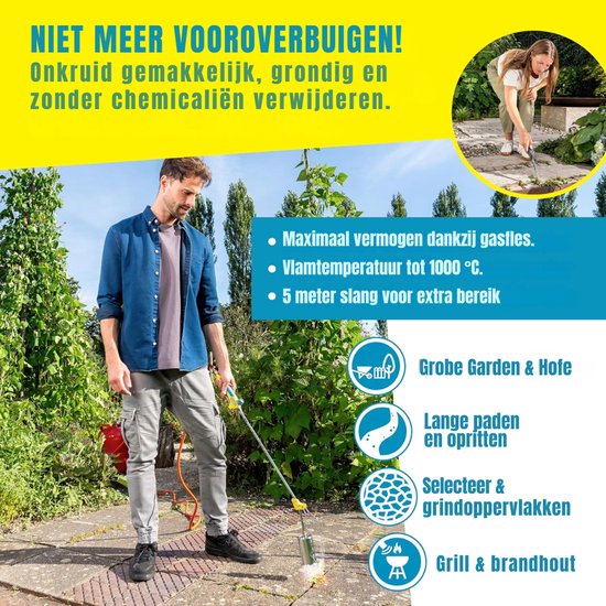 Lìon® Onkruidbrander - Onkruidbrander Gas - Onkruidverwijderaars - Geel en Blauw - 94cm x 23cm x 37cm van Lion — afbeelding 3