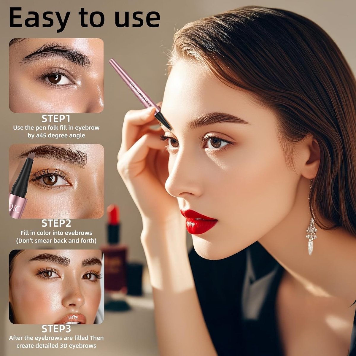 Waterdichte Microblading Wenkbrauwpen in Donkerbruin - Perfecte Wenkbrauwen, Natuurlijke Look, Langdurige Resultaten
