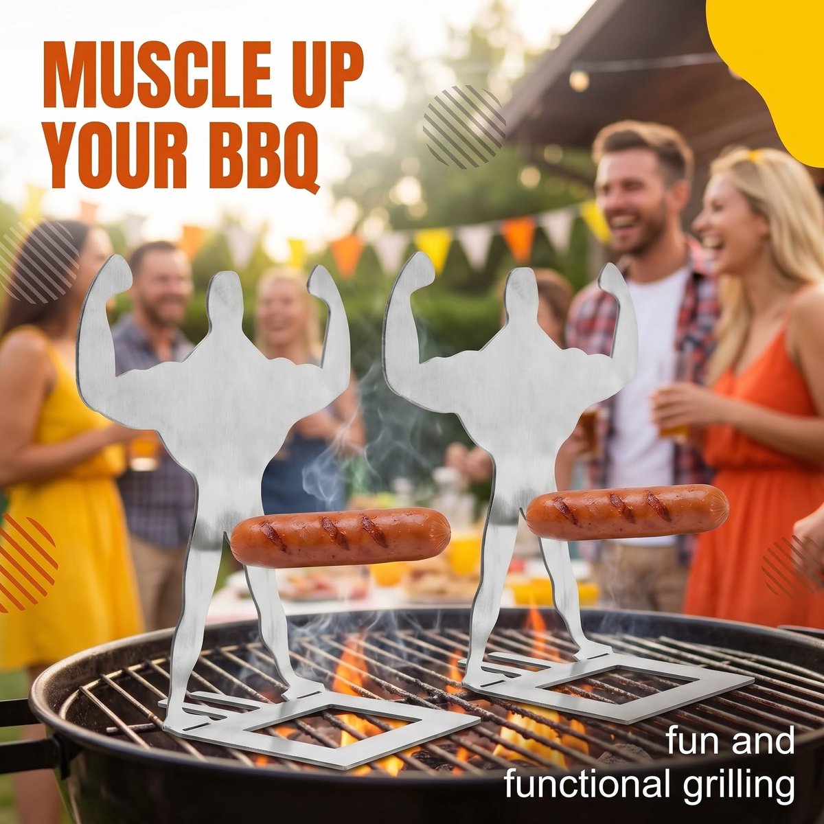 Hot Dog standaard 2 stuks - roestvrij staal 304 - creatief design - ideaal voor barbecue - ShopVlot