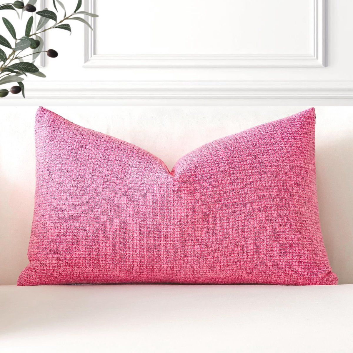 Linnen kussenhoes 30 x 50 cm - roze - decoratief - perfect voor je bank - ShopVlot