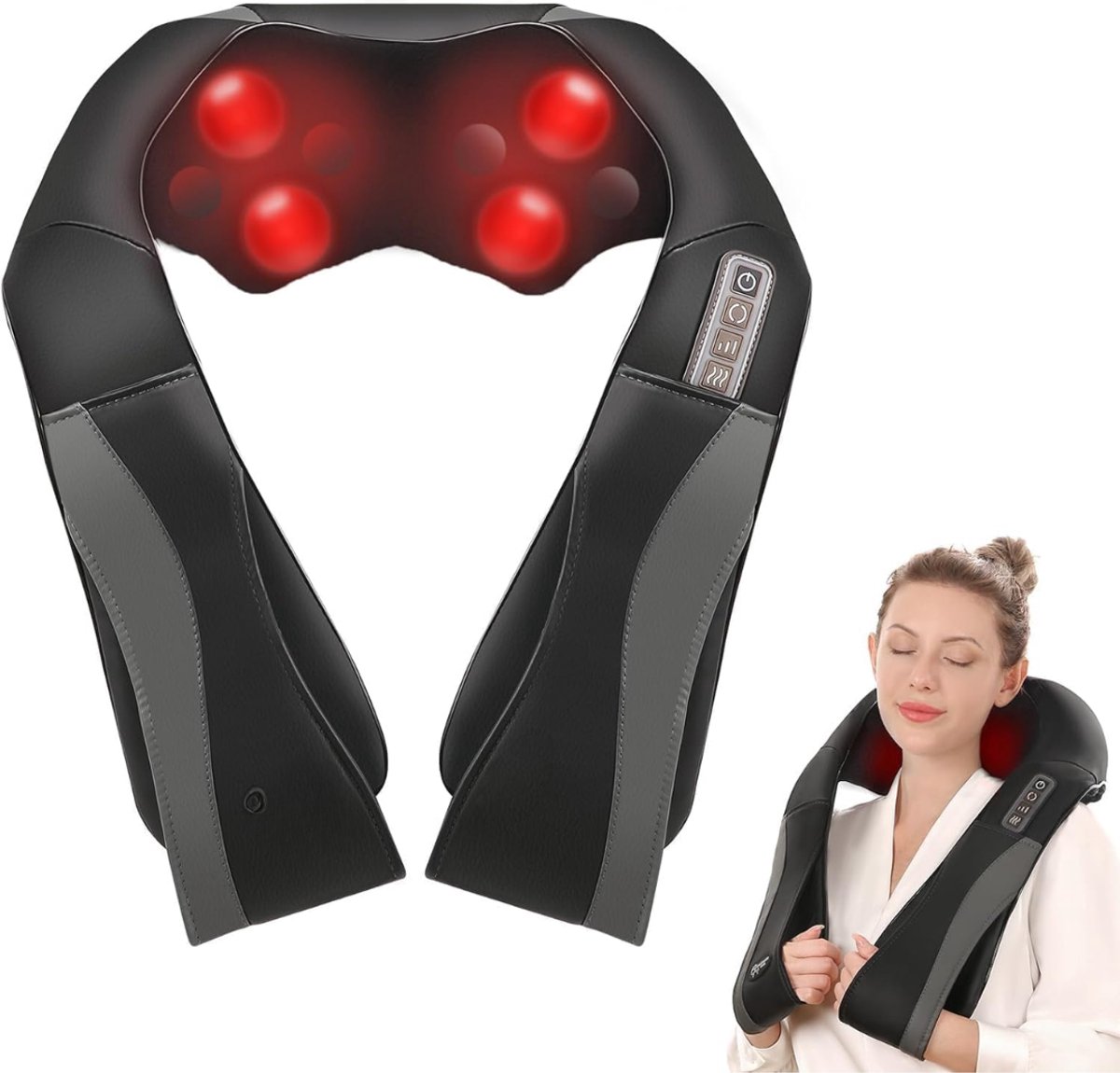 VALI® Nekmassage Apperaat - 3D - Elektrisch Nekmassage Apparaat - Nekmassage Apparaat Draadloos - Zwart - 55cm x 50cm x 15cm
