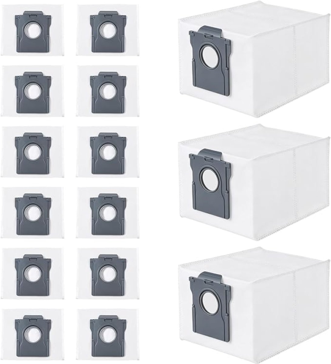15 stofzuigerzakken compatibel met Dreame L10s Ultra Gen2/Gen3, X30/X40/X50, Aqua10 Ultra – 4-laags filtratie, 99,9% stofopvang, 3,2 liter, wit