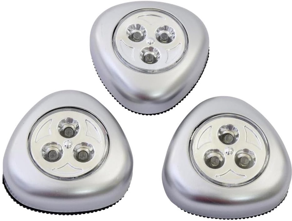 Verlichtingsset - Batterij-aangedreven - Set van 3 - LED Lampen met Push-functie - Voor Binnen en Buiten