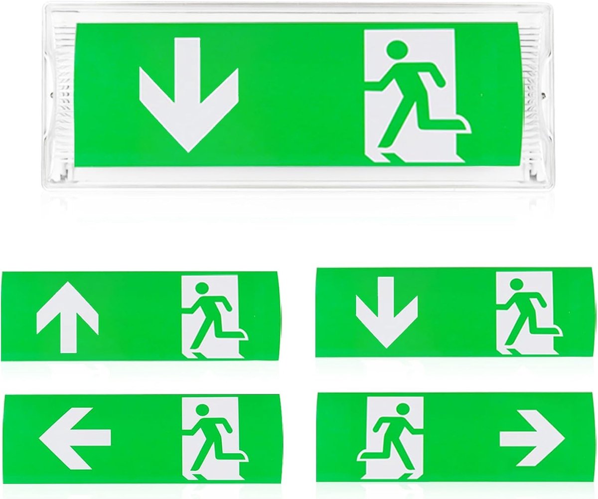 LED Noodverlichting - Waterdicht - 35,5 x 13,5 x 8 cm - Met 3 Uur Batterijback-up en 4 Pictogrammen - Voor Openbare Instellingen