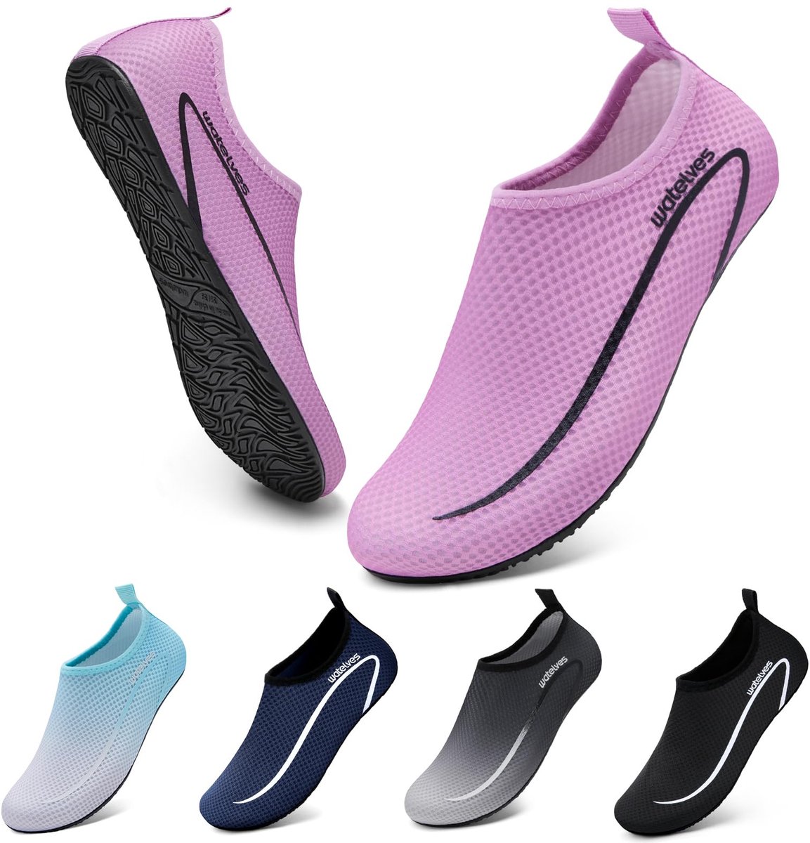 WateLves Waterschoenen, badschoenen, dames, heren, aquaschoenen, strandschoenen, sneldrogend, slip-on ademende - ShopVlot