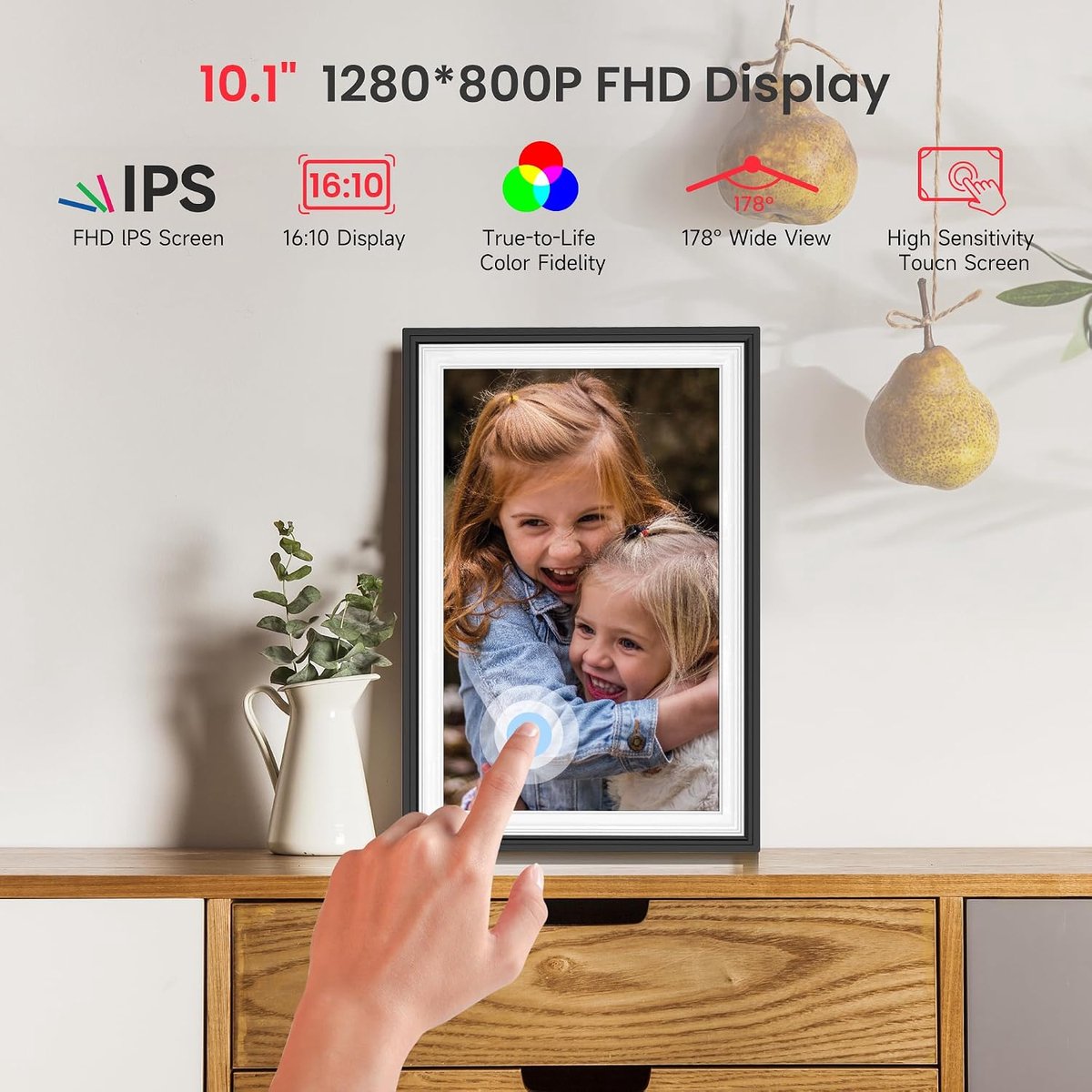 Digitale fotolijst - Foto display - Foto's delen - Wifi verbinding - 101 inch scherm - Zwart — cadeau in Wonen & Interieur - foto 8