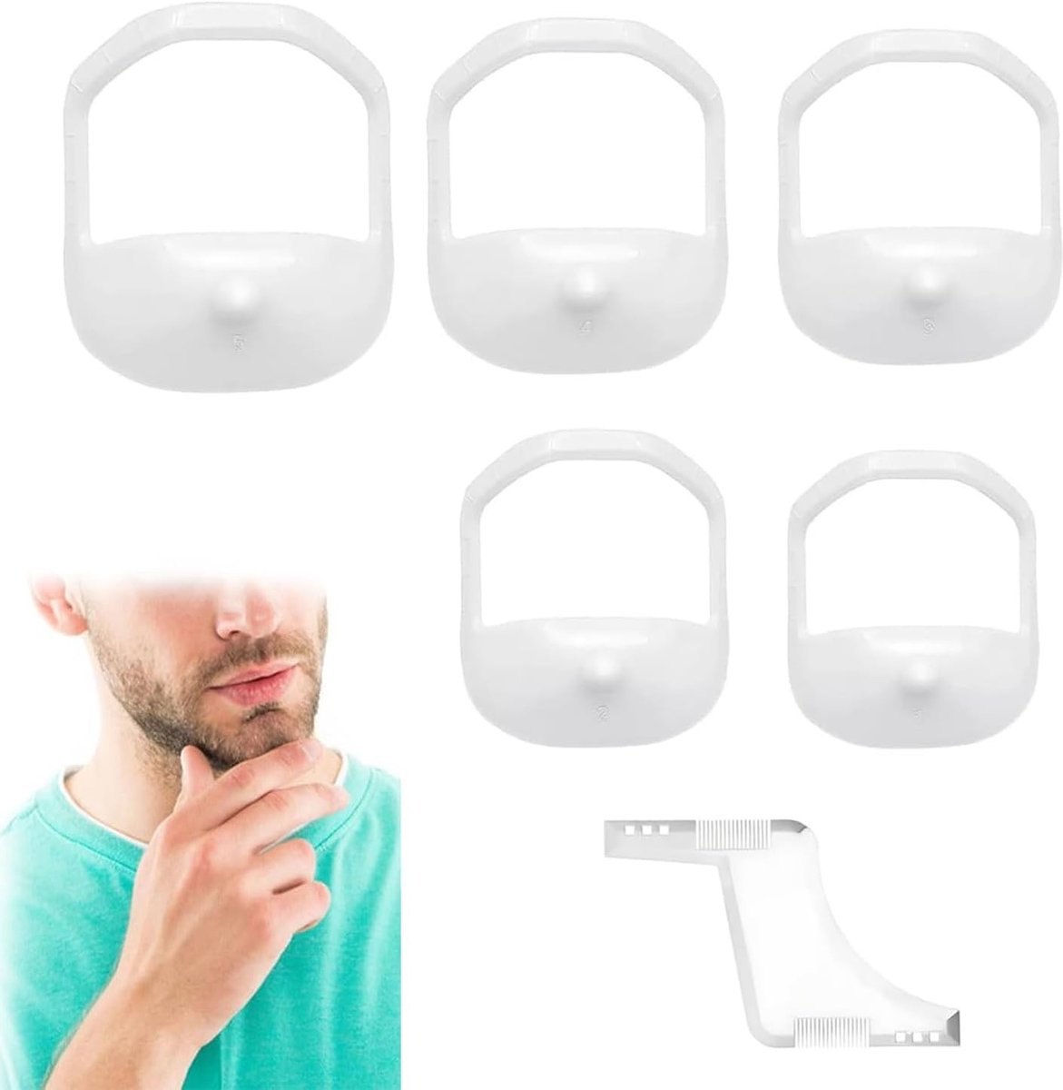 Set van 6 Baard Modelleringssjablonen voor Mannen, Ideaal voor Baardstyling, Diverse Maten en Ontwerpen