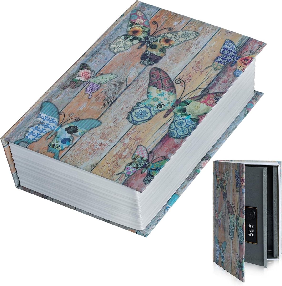 Draagbare geheime kluis met codeslot, 18 x 11,5 x 5,5 cm, boekvormige kluis voor geld, sieraden en documenten, veilig en discreet voor waardevolle spullen