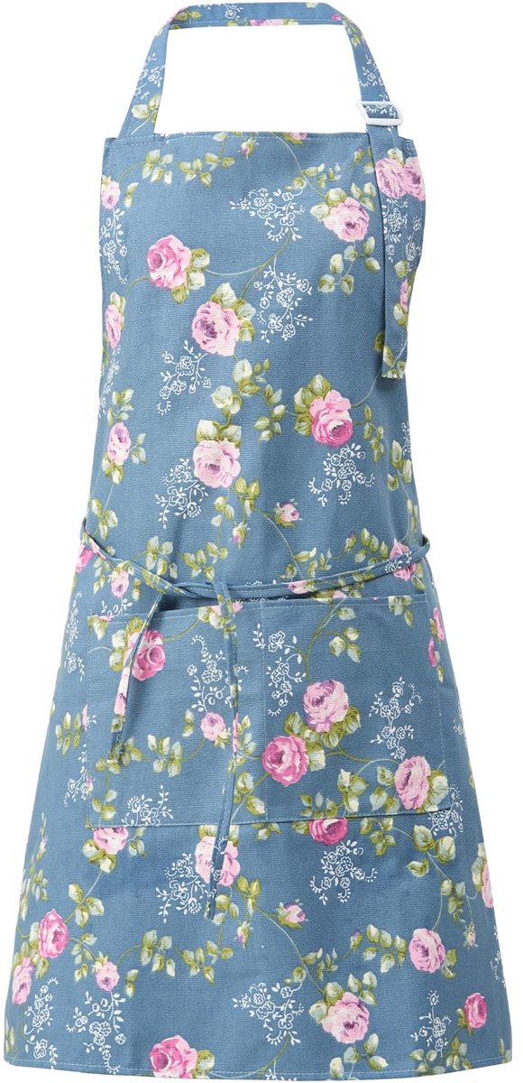 Schort voor vrouwen met zakken - katoen linnen - blauw - ideaal voor koken en bakken - ShopVlot