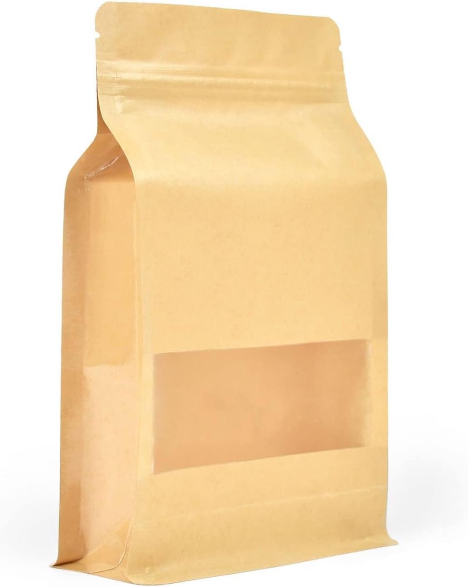 Evergreen Goods Food Grade Kraft Paper Bags Lined with Aluminium Zip Resealable Food Grade 100 Pieces 120 x 220 mm - ShopVlot
