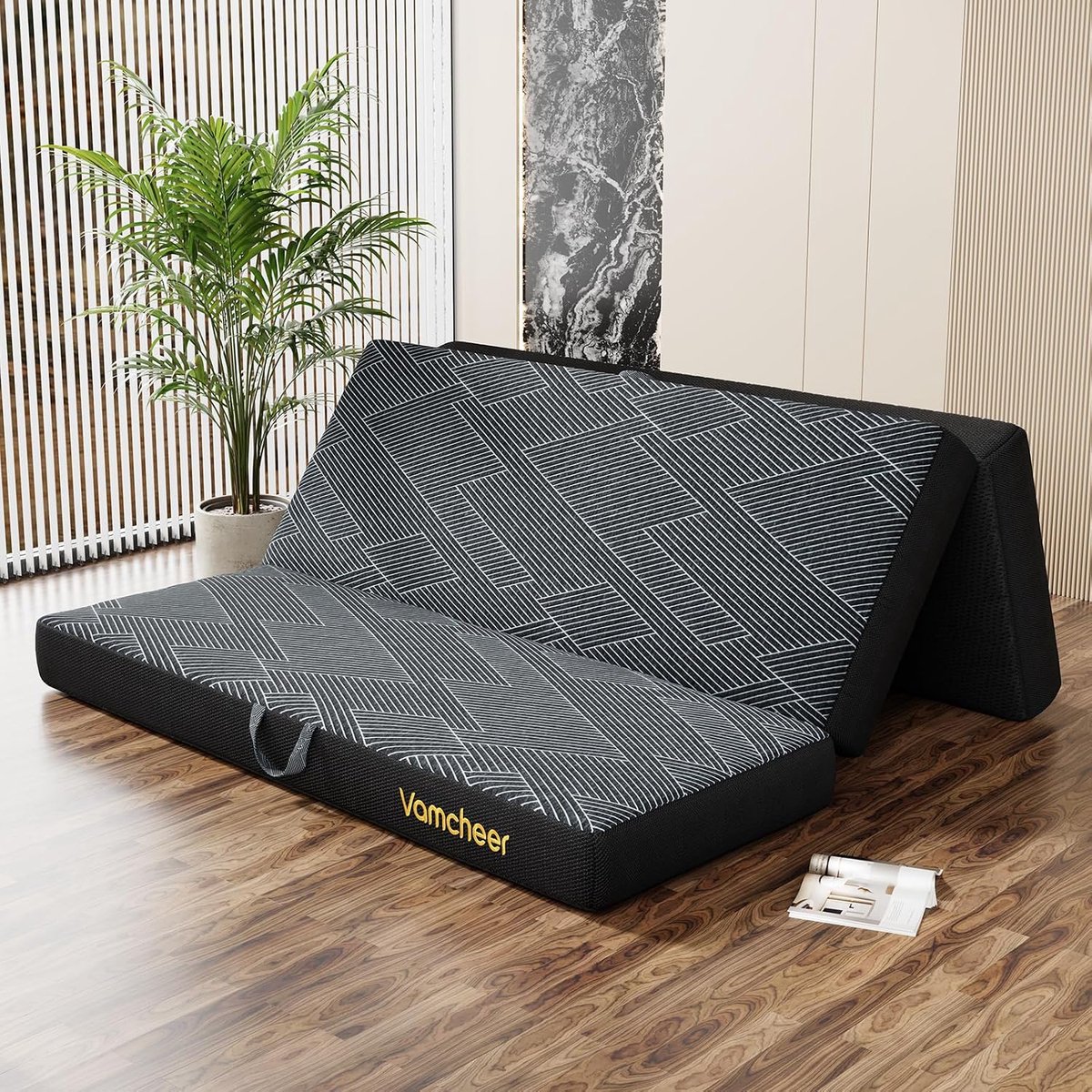 Vamcheer Folding Guest Mattress Extra Thick 15 cm 3-Piece Gel Foam Guest Mattress Foldable for Adult Travel Bed - ShopVlot