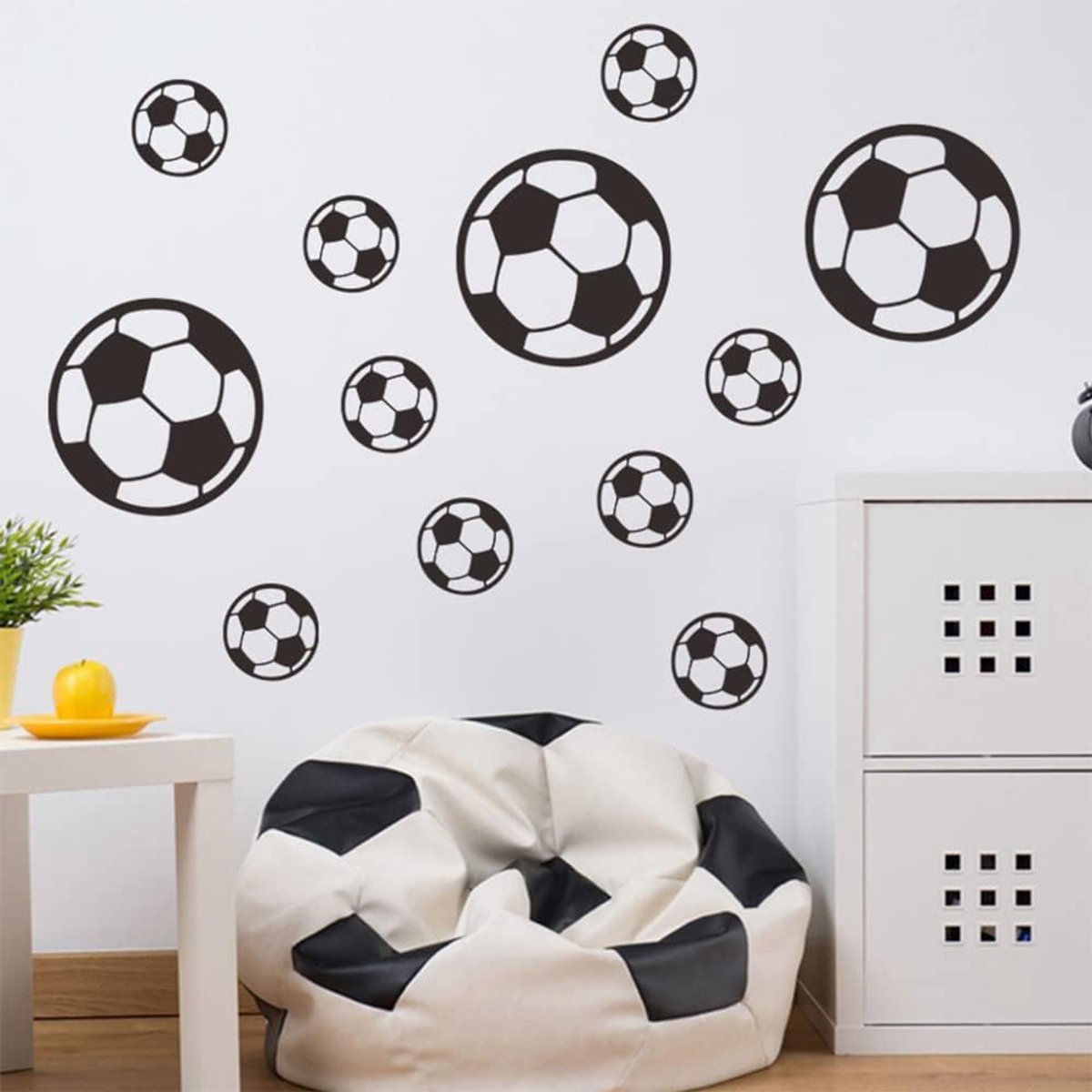 43 stuks voetbalstickers, voetbal muurstickers voor jongenskamer, vinyl voetbal muurkunst stickers voor jongens - ShopVlot