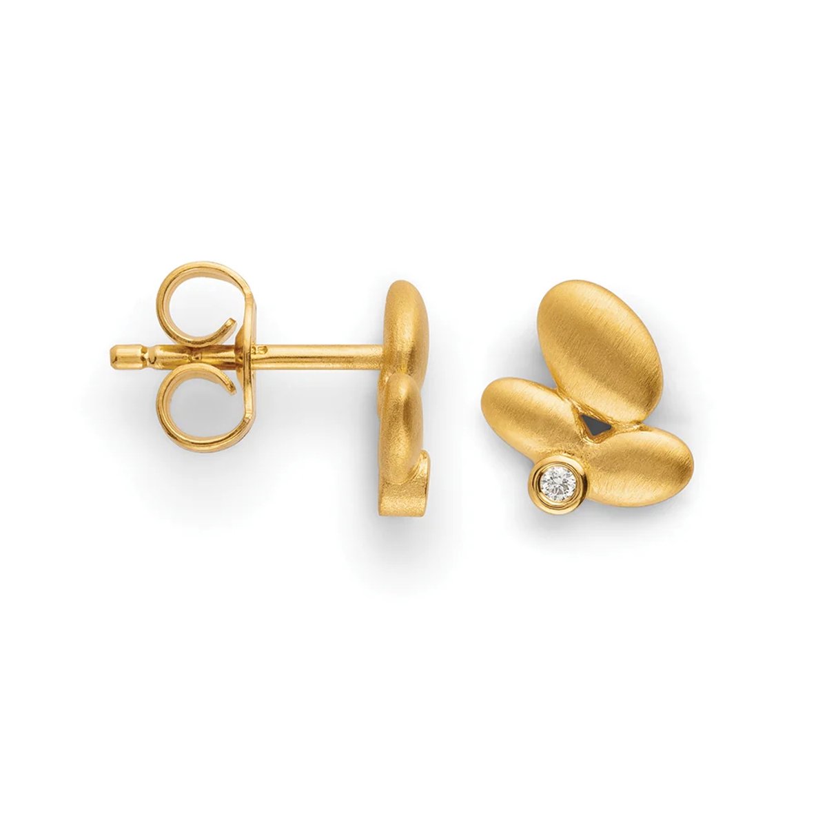 Bastian - Oorstekers - 925/-ear studs,gold-plated, matt, dia. 0,02ct W-SI