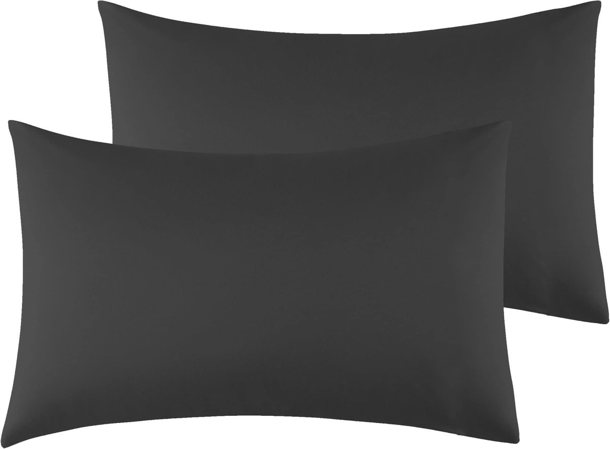 Kussenslopen 40 x 70 cm - Microvezel - Effen zwart - Zacht en ademend - ShopVlot