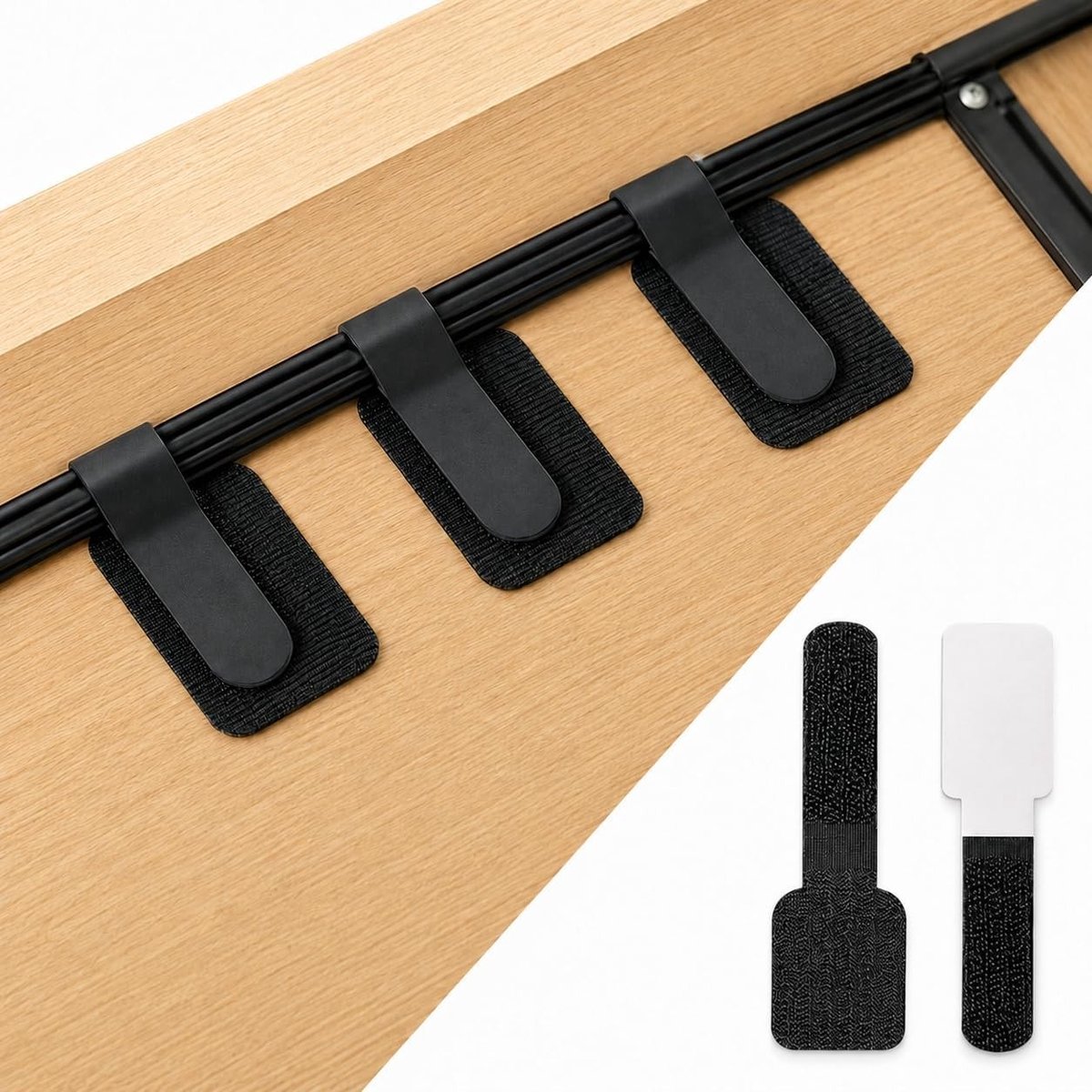 Kabelmanagement systeem met 60 herbruikbare nylon kabelbinders, sterke kleefkracht voor een opgeruimde werkplek en thuisgebruik