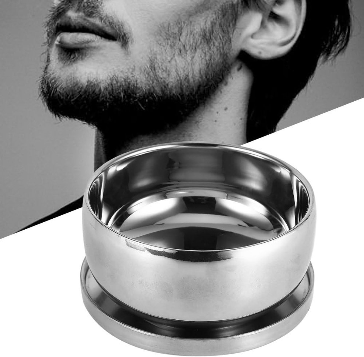 Shaving Bowl van RVS met Deksel voor Scheerkwast, Ideaal voor Scheerzeep en Scheeraccessoires - Diameter 11 cm