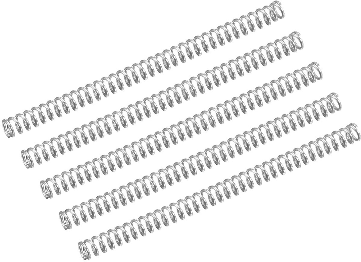 5 Stuks Compressie Veer van 304 RVS - Tension Springs, Coil Springs en Veer met 2.0mm Draad en 30mm Lengte
