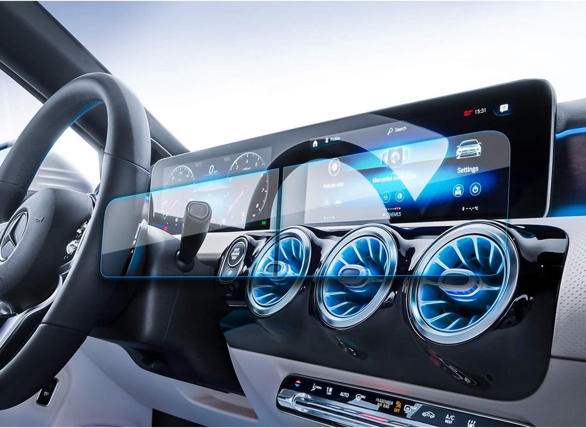 Tempered Glass Screen Protector voor Mercedes Benz A-Class W177, B-Class W247, EQA, EQB, EQC 2019-2023 - Krasbestendige Bescherming en Navigatiefilm