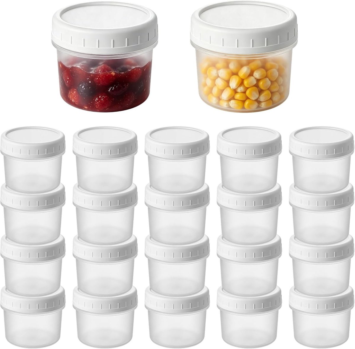 20 Stuks Kleine Vriezerdozen met Deksel voor Snacks, Sauzen en Voedselopslag - 160 ml