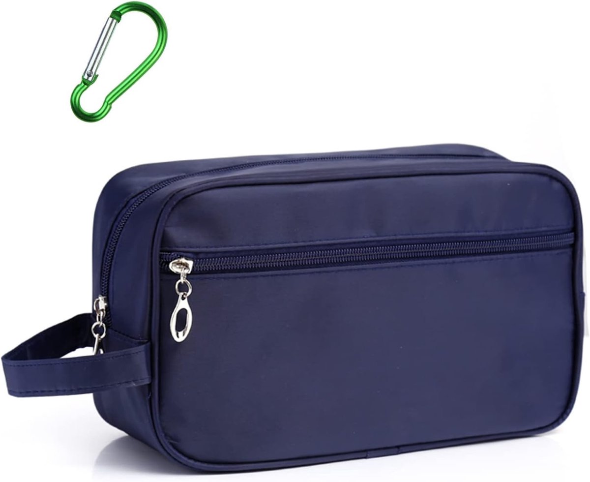 Luxe waszak voor mannen met carabiner, grote capaciteit voor droge en natte scheiding, ideaal voor reizen en cosmetica opslag