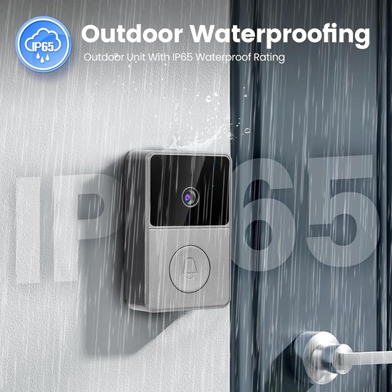 Videodeurbel met camera - Draadloze deurbel - Veiligheid thuis - IP65 waterdicht - 4.3 inch scherm - Grijs — afbeelding 4