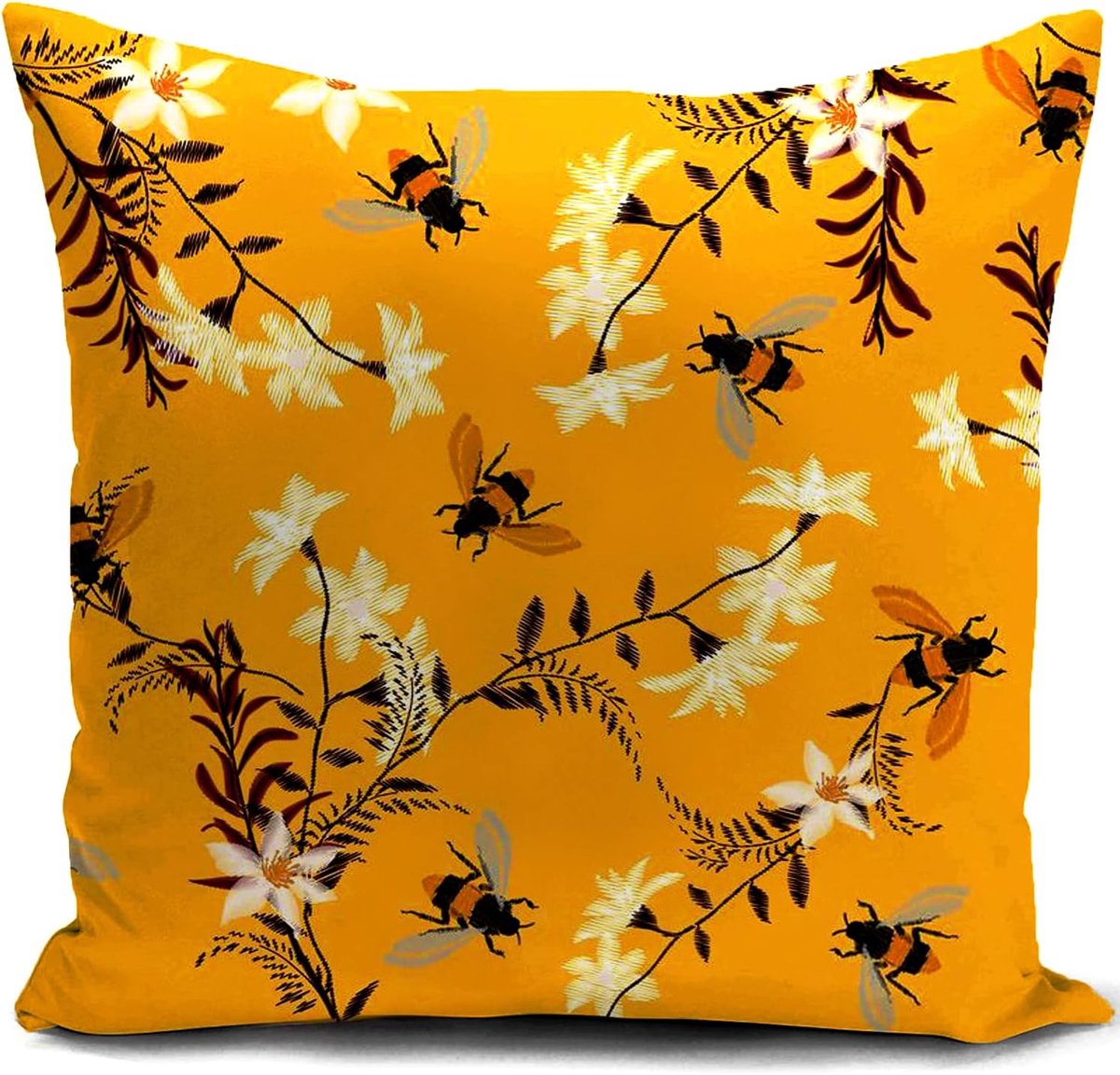 bij Bee Kussenhoes Geel Mosterd Dubbelzijdig Printing Bee Gifts voor Vrouwen Sierkussenhoes Buitendecoratie Thuis Tuin - ShopVlot