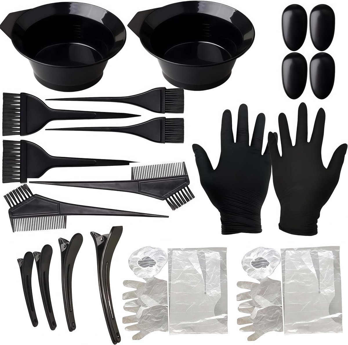 Complete Haarverf Set met 22 Stukken: Kwasten, Schaal, Cape, Handschoenen en Clips voor Thuis en Professioneel Gebruik